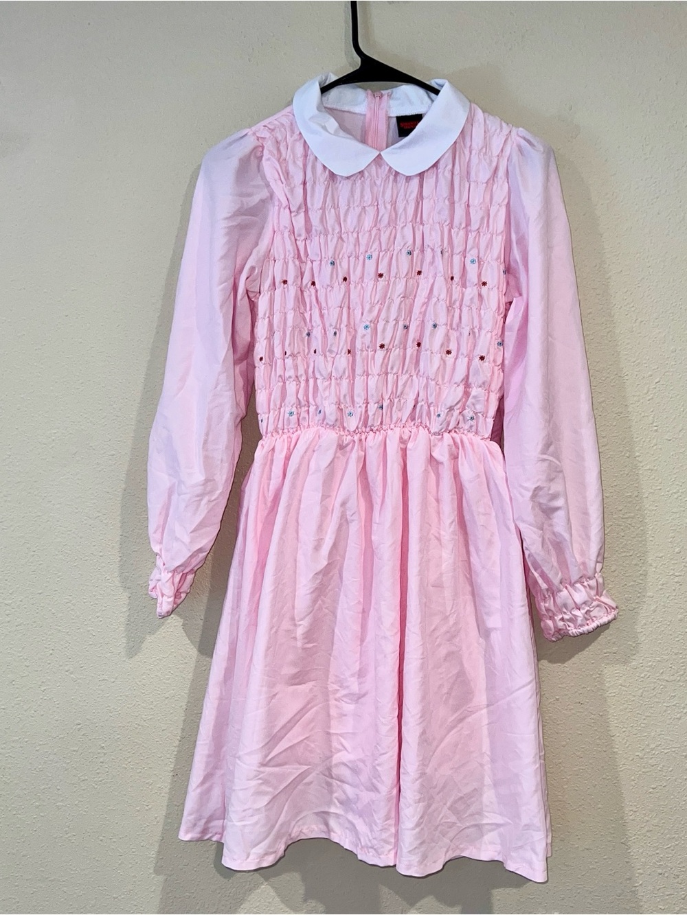 Stranger Things pink smocked long-sleeve dress Eleven costume size Small